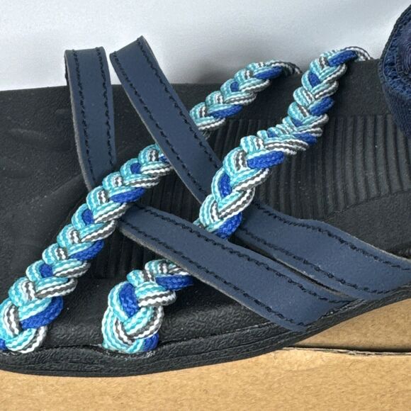 Megnya Blue Braided Cord Sandals Hook & Loop Strap Arch Support Womens Sz 10 NEW - Picture 6 of 11